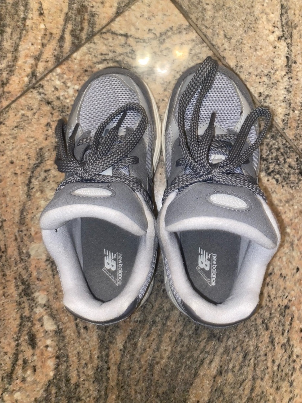 New Balance Kids Gray Mesh Athletic Sneakers